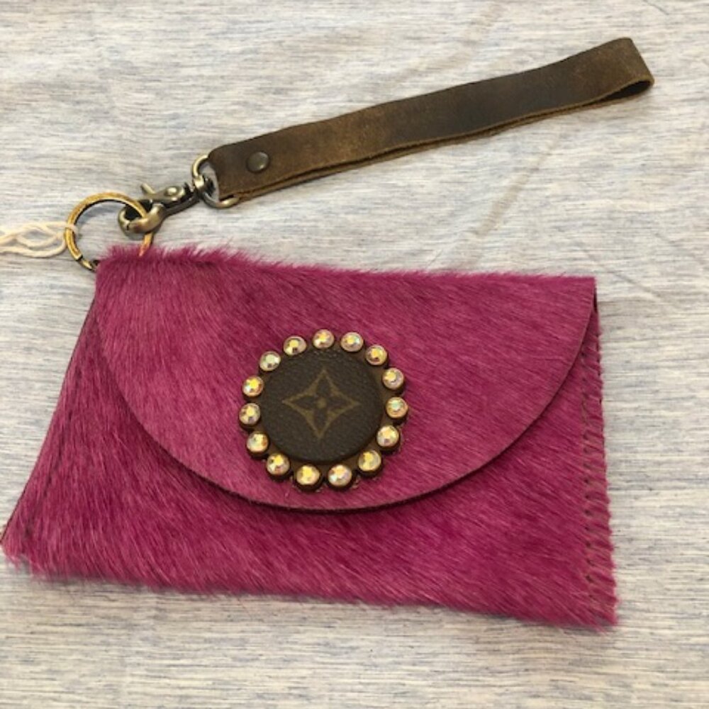 Upcycled Hot Pink Wristlet NWT